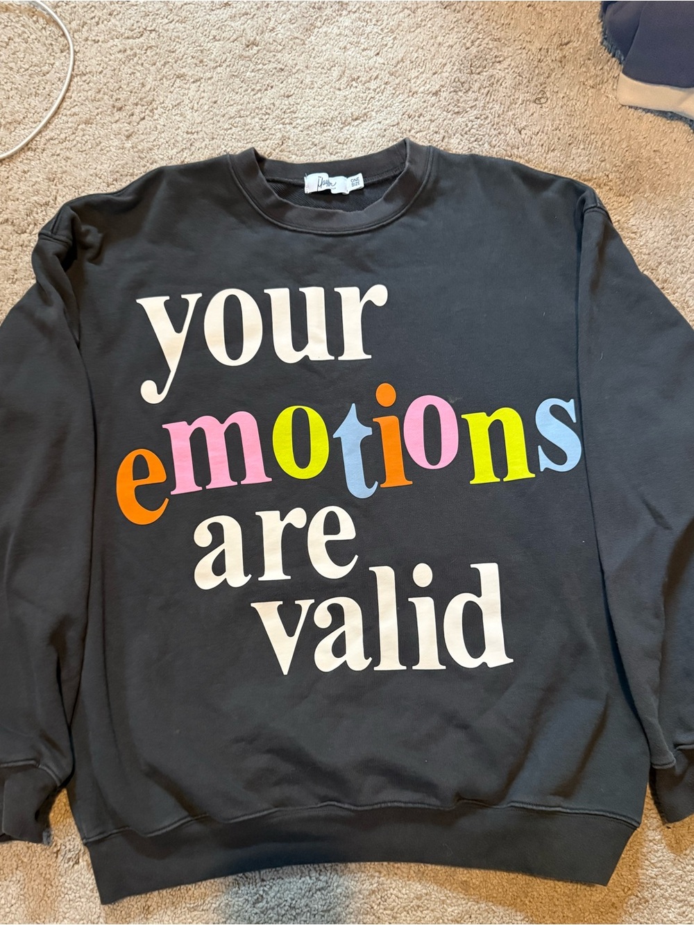 Your Emotions Are Valid Black Graphic Sweatshirt - Picture 1 of 4